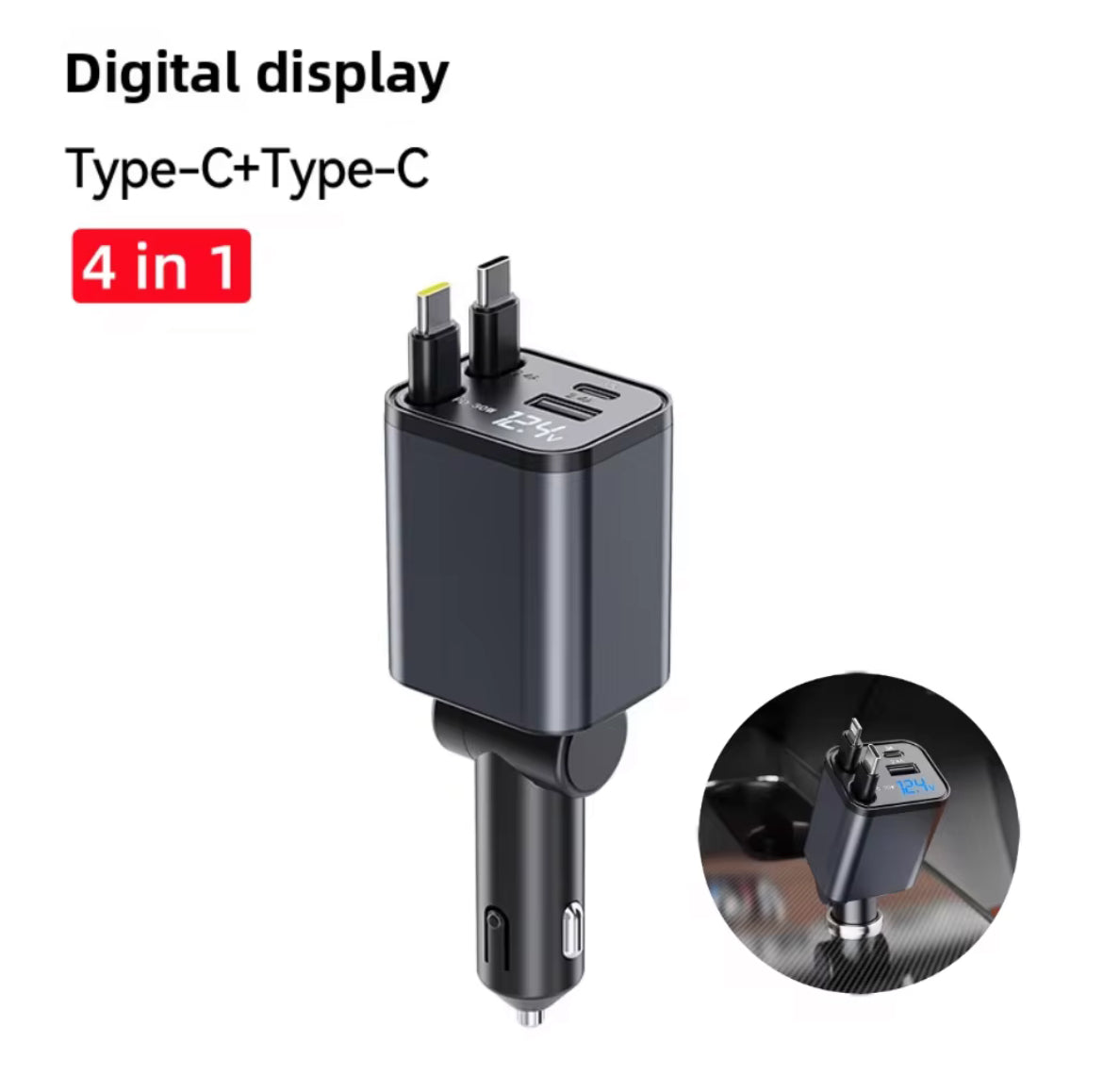 4 in 1 Retractable Car Charger