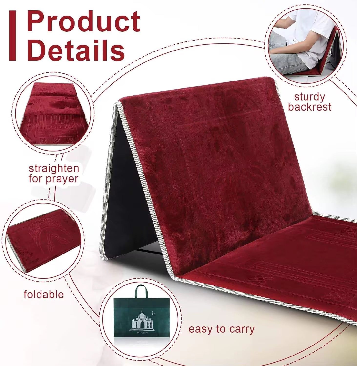 Foldable muslim rug