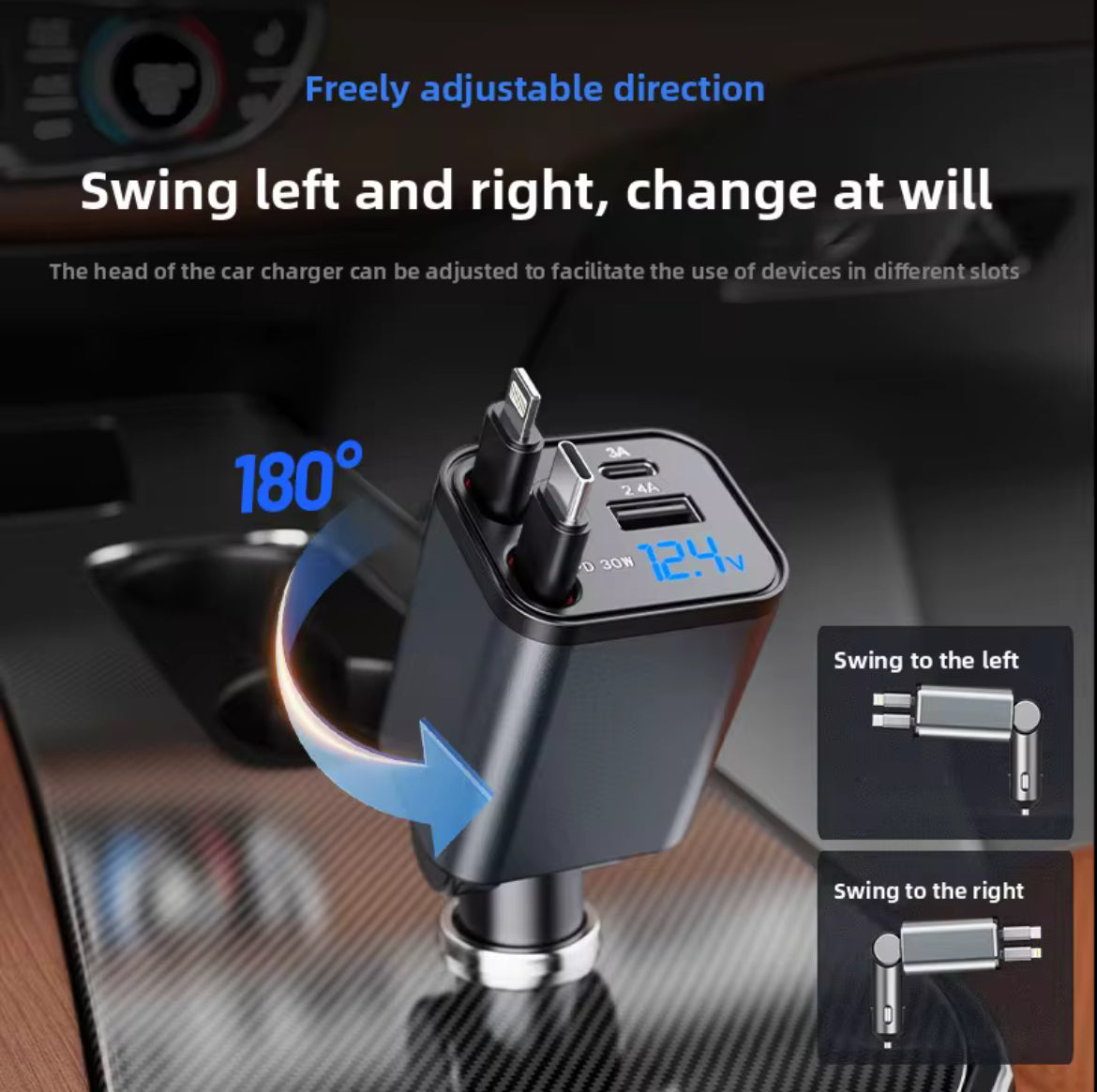 4 in 1 Retractable Car Charger