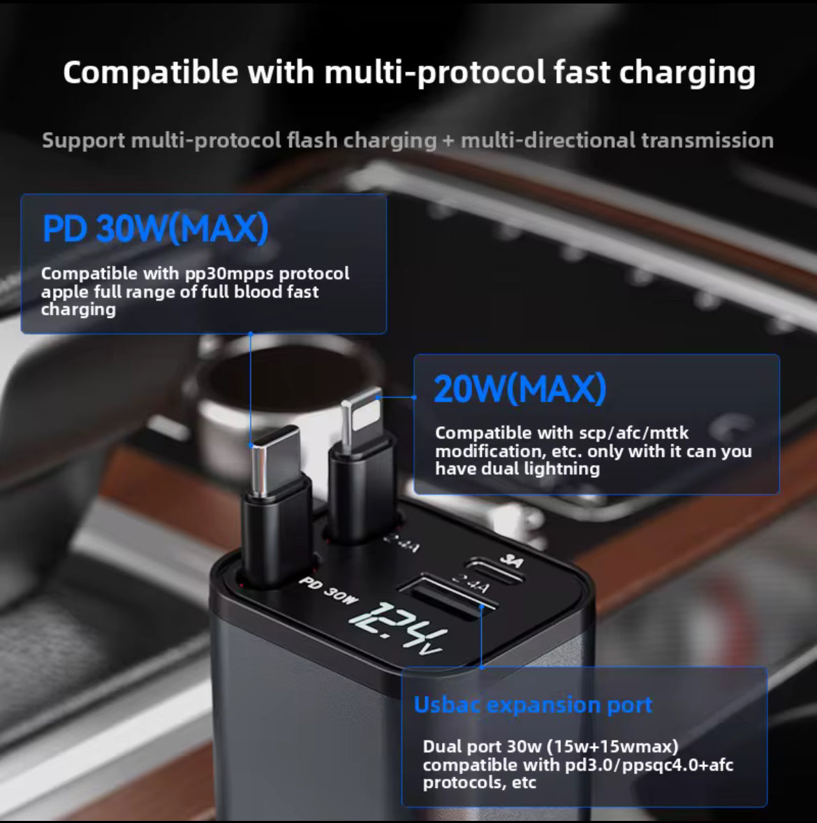 4 in 1 Retractable Car Charger