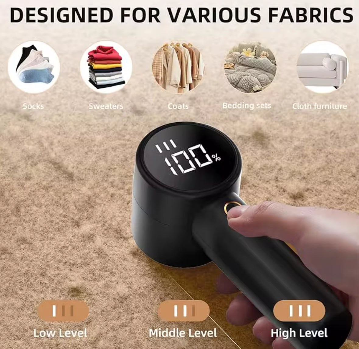 Rechargeable LED Display Lint Remover